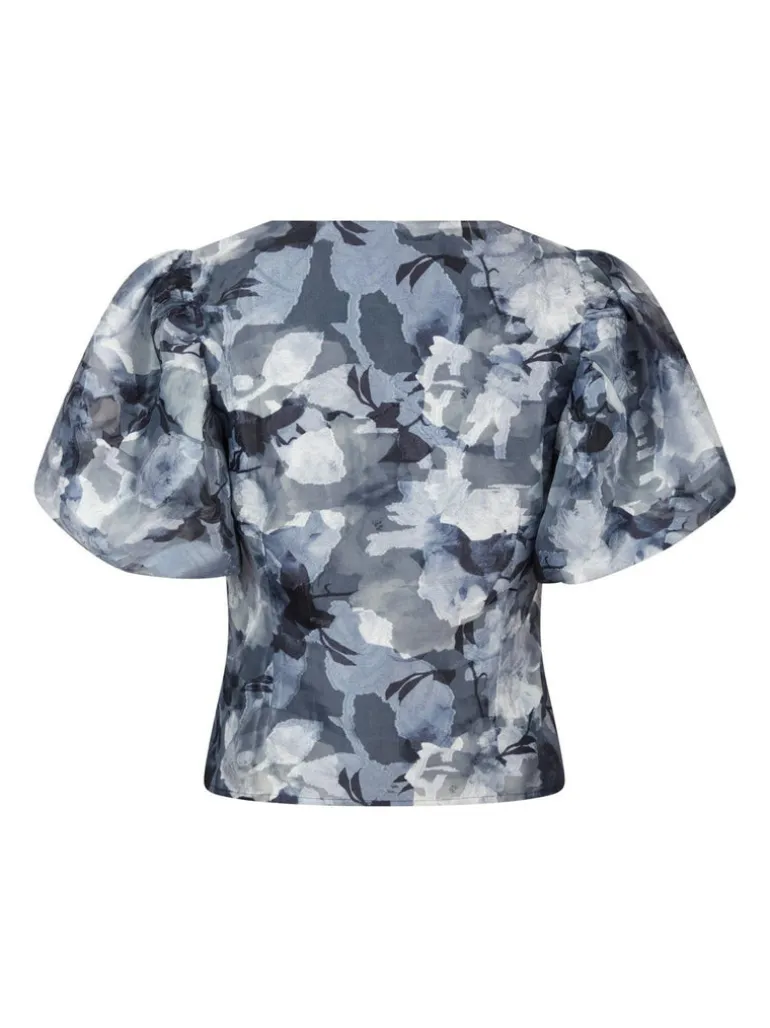 Camia Brocade Floral Blouse Floral Grey