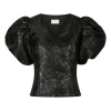 Camia Metallic Brocade Blouse Black