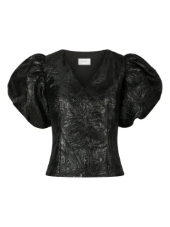Camia Metallic Brocade Blouse Black