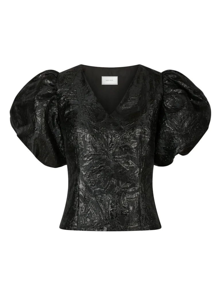 Camia Metallic Brocade Blouse Black