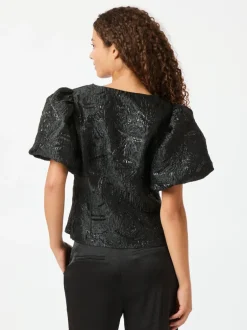 Camia Metallic Brocade Blouse Black