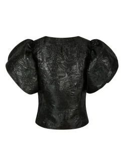 Camia Metallic Brocade Blouse Black