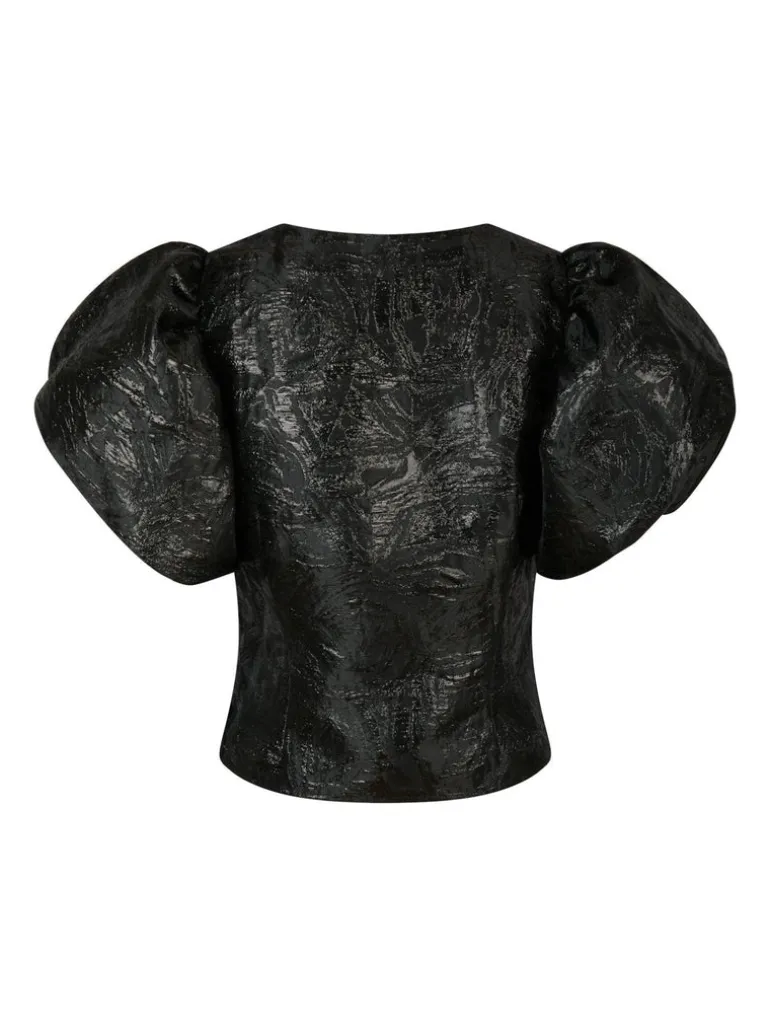 Camia Metallic Brocade Blouse Black