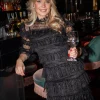Carmine Frill Lace Mini Dress Black