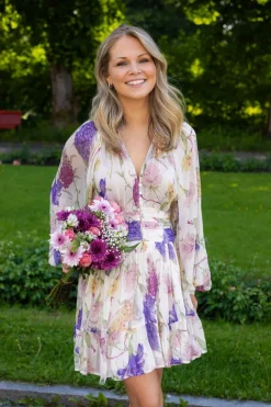 Chiffon Mini Dress Flower Garden