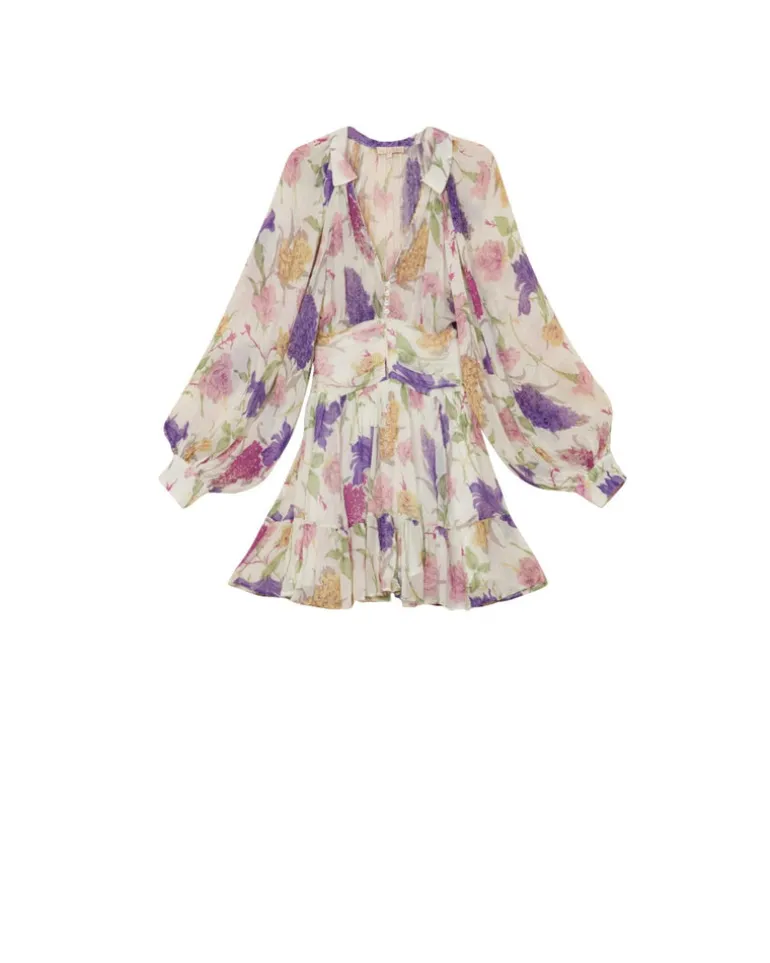 Chiffon Mini Dress Flower Garden