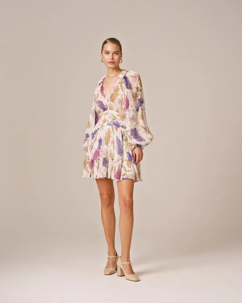 Chiffon Mini Dress Flower Garden