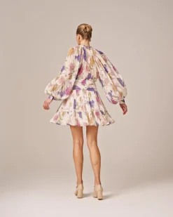 Chiffon Mini Dress Flower Garden