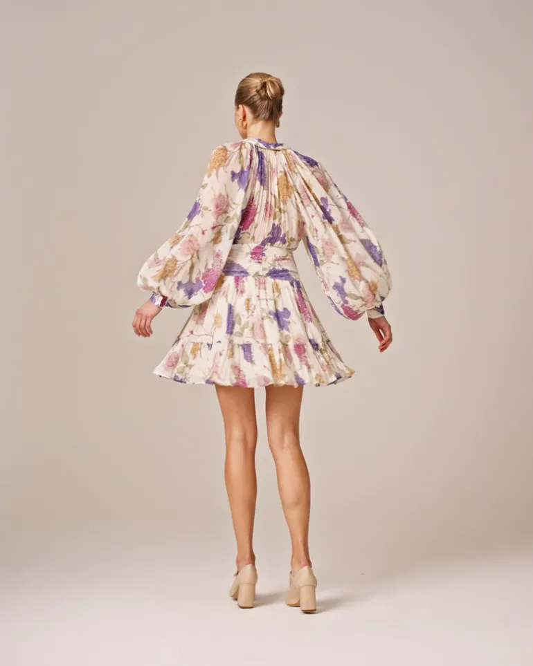 Chiffon Mini Dress Flower Garden