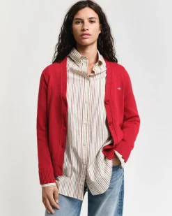 Classic Cotton Cardigan Ruby Red