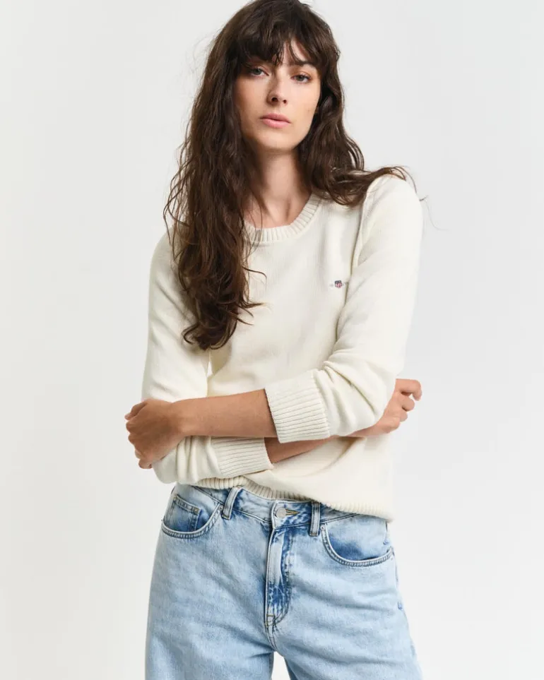Classic Cotton Crew Neck Sweater Cream