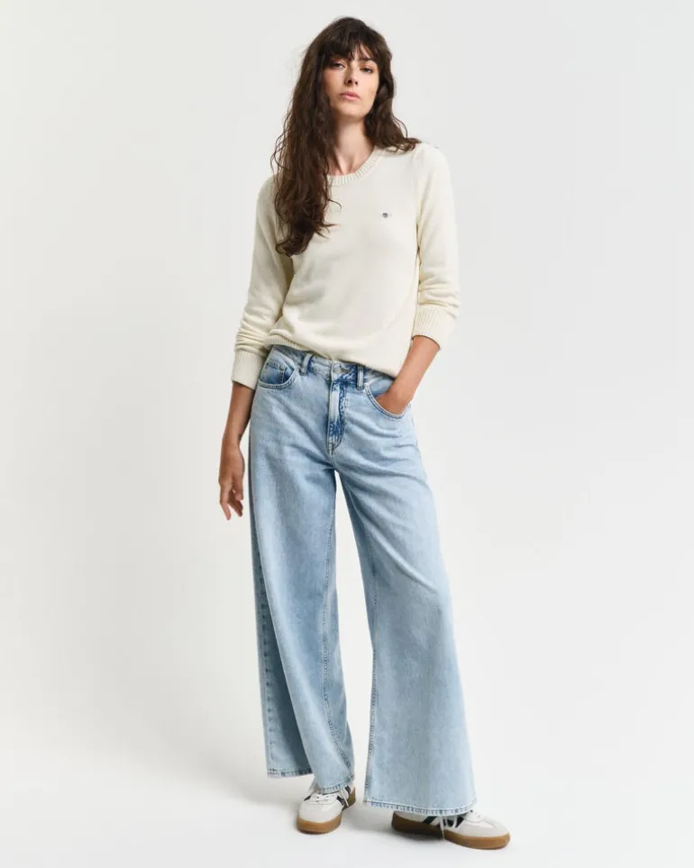 Classic Cotton Crew Neck Sweater Cream