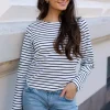 Claudio Stripe Blouse Navy