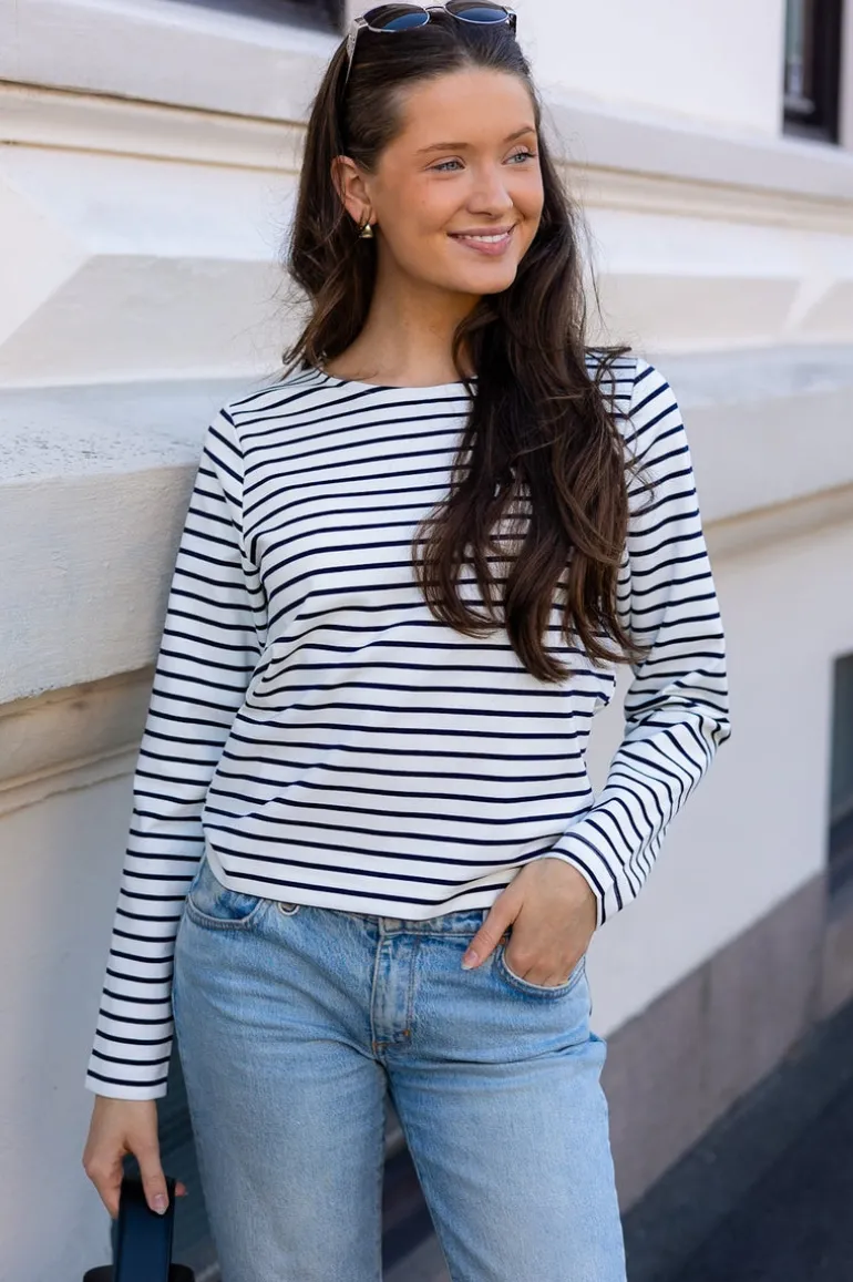 Claudio Stripe Blouse Navy