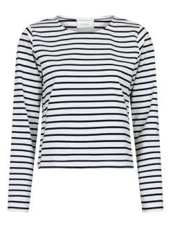 Claudio Stripe Blouse Navy