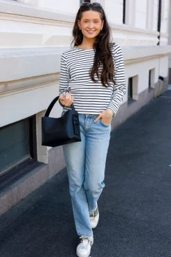 Claudio Stripe Blouse Navy