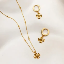 Clover Charm Necklace Pale Gold
