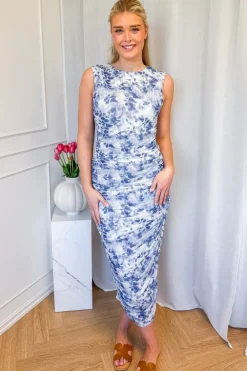 Corilina Long Mesh Dress Light Blue
