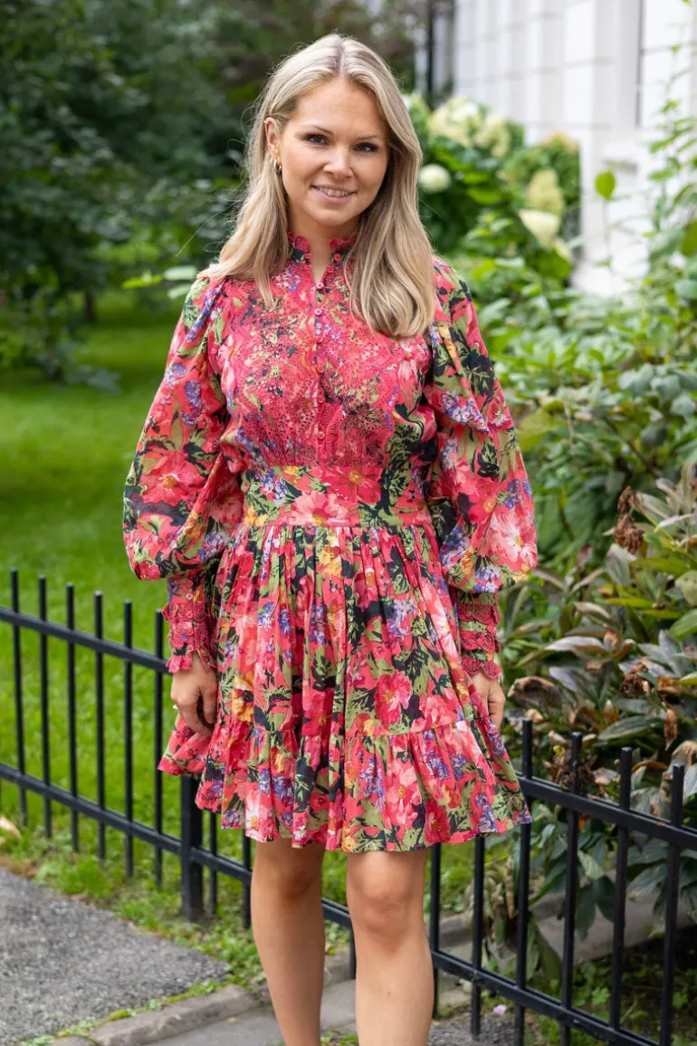 Cotton Slub Mini Dress Pink Blooming