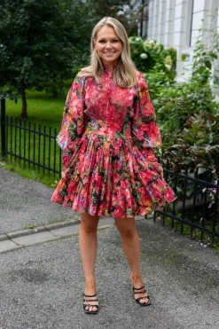 Cotton Slub Mini Dress Pink Blooming