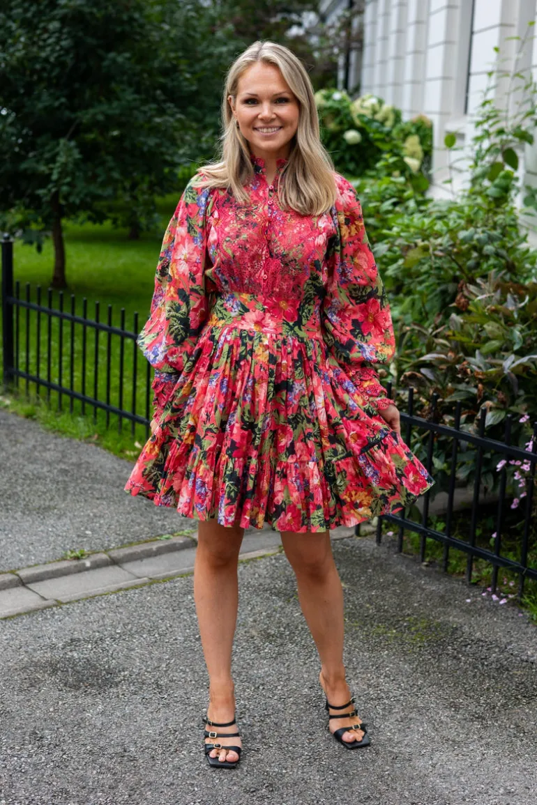 Cotton Slub Mini Dress Pink Blooming