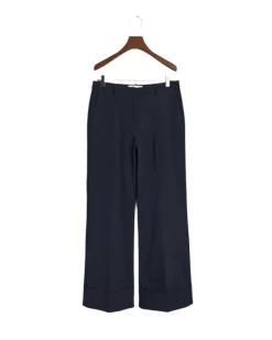 Creased Turn-Up Pants Evening Blue