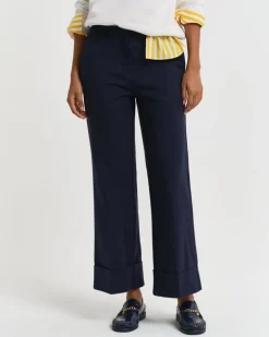 Creased Turn-Up Pants Evening Blue
