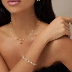 Crystal Tennis Bracelet Pale Gold