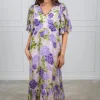 Cupro Maxi Dress Purple Flowerfield
