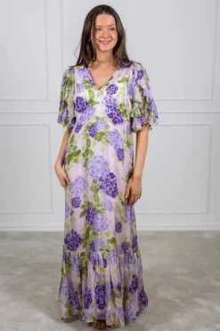 Cupro Maxi Dress Purple Flowerfield