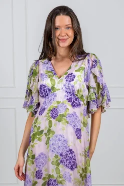 Cupro Maxi Dress Purple Flowerfield