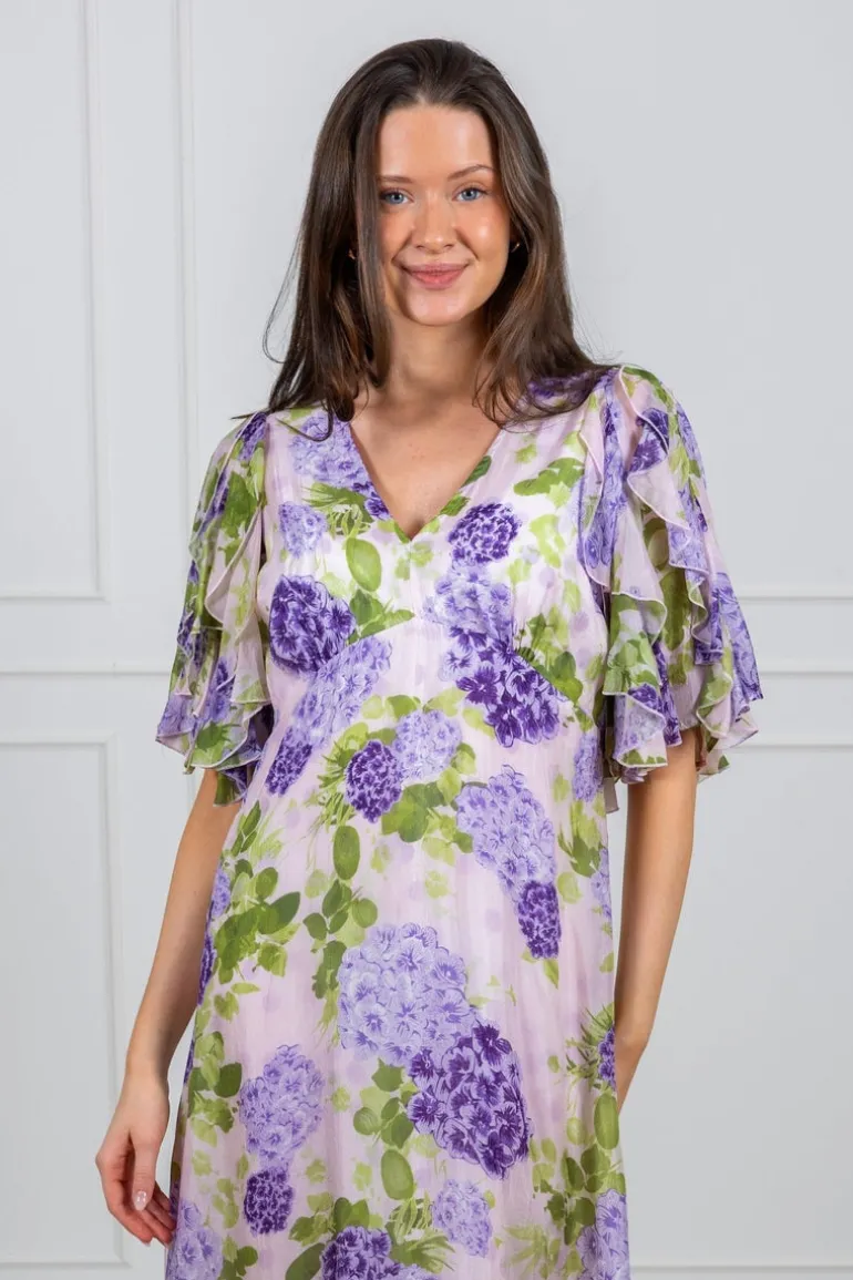 Cupro Maxi Dress Purple Flowerfield