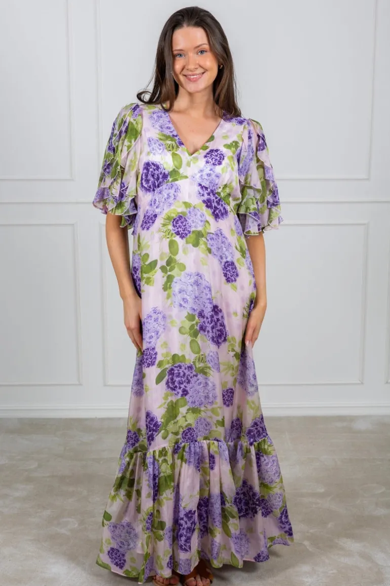 Cupro Maxi Dress Purple Flowerfield