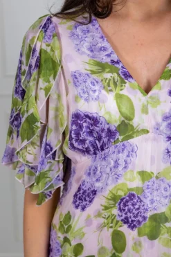 Cupro Maxi Dress Purple Flowerfield