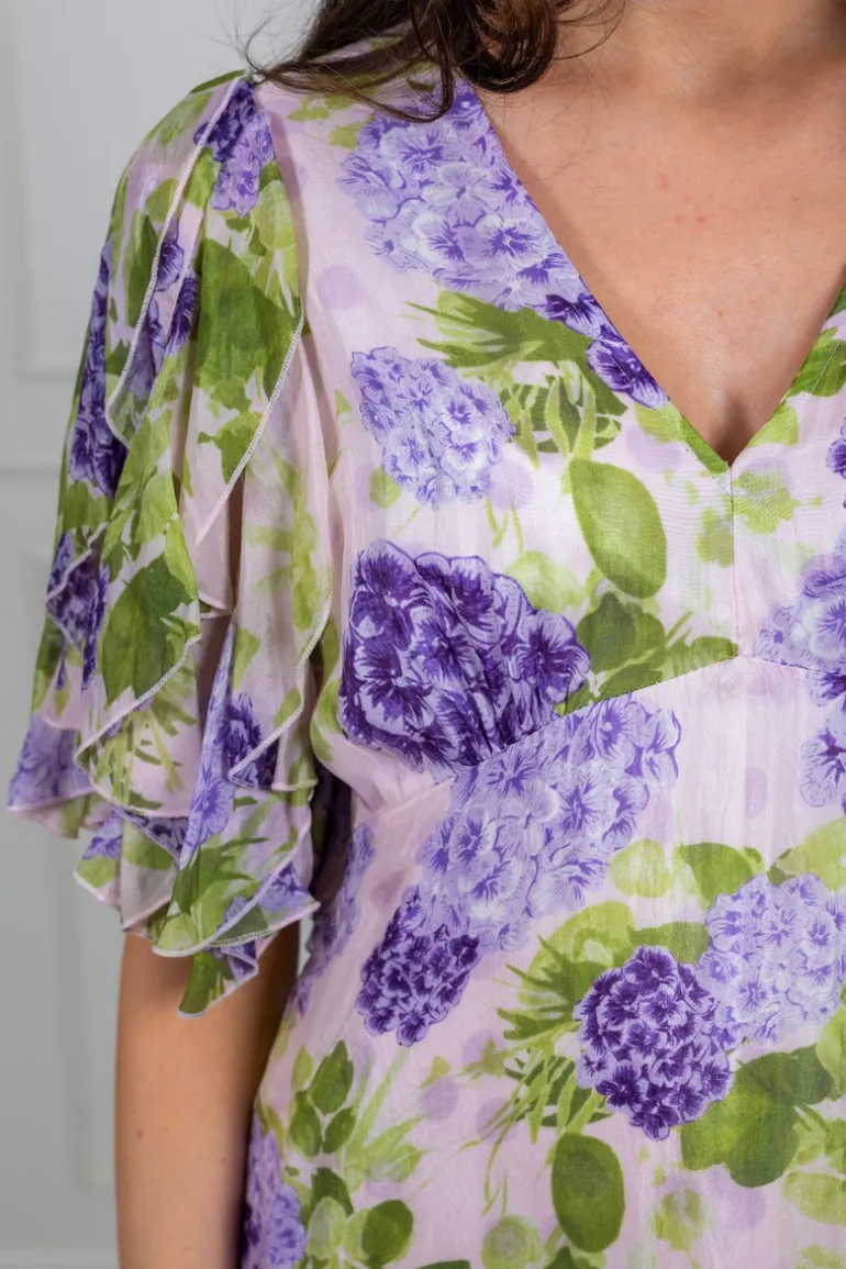 Cupro Maxi Dress Purple Flowerfield