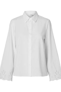 Dahlia Ls Broderi Shirt Bright White