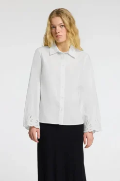 Dahlia Ls Broderi Shirt Bright White