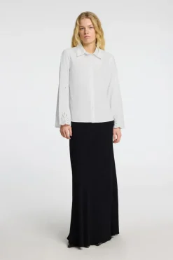 Dahlia Ls Broderi Shirt Bright White
