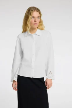 Dahlia Ls Broderi Shirt Bright White