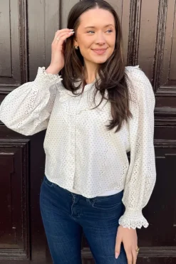Degas Embroidery Blouse Off White