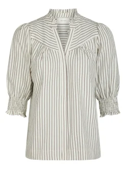 Diana Crepe Stripe Blouse Brown