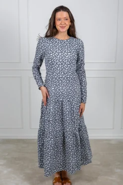 Dora Dress Navy Rosehip Print
