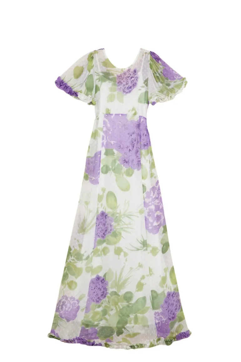 Dotted Georgette Maxi Dress Purple Flowerfield