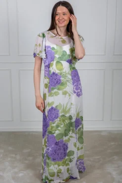 Dotted Georgette Maxi Dress Purple Flowerfield