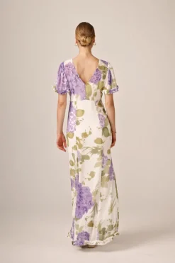 Dotted Georgette Maxi Dress Purple Flowerfield