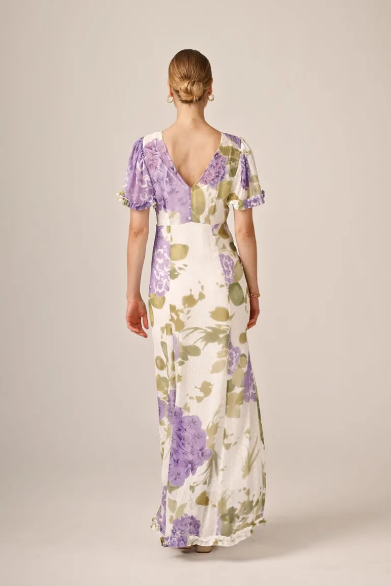 Dotted Georgette Maxi Dress Purple Flowerfield