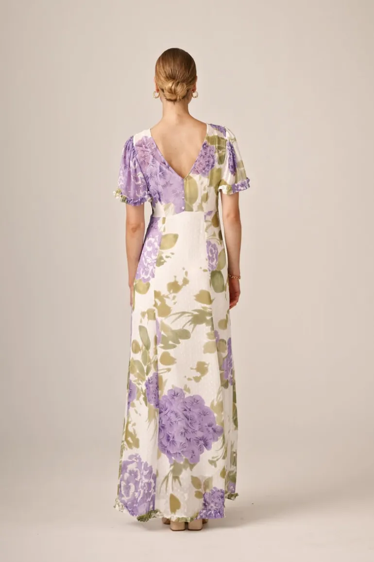 Dotted Georgette Maxi Dress Purple Flowerfield