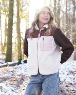 Eagle Contrast Teddy Jacket Burgundy