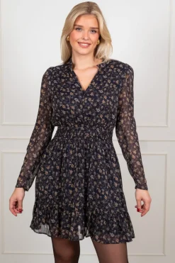 Eira Dress Navy Dahlia Print