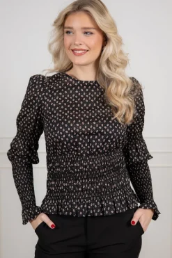 Elsa Top Taupe Flower Print
